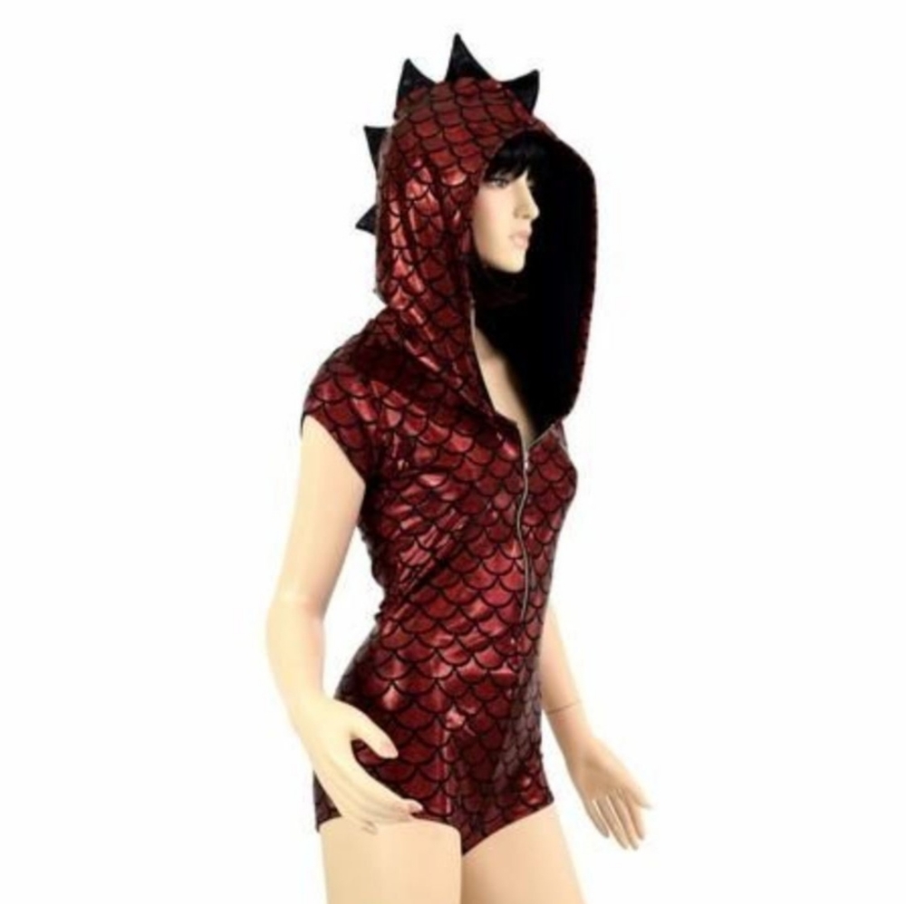 Sparkly Red Dragon Rave Romper Costume